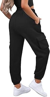Waitfairy Womens Cargo Sweatpants High Waisted Drawstring Sweat Pants with Pocket Design