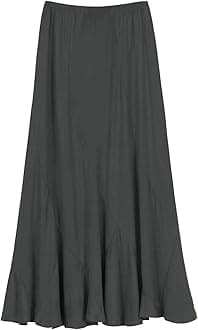 Urban CoCo Women's Vintage Elastic Waist A-Line Long Midi Skirt