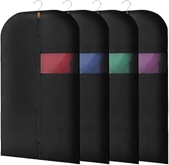 Vicloon 4PCS Garment Bags, Waterproof Dustproof Suit Covers with Zipper, Breathable Suit Protector for Men's Clothes/Shirts/Gowns/Dresses 60*100cm