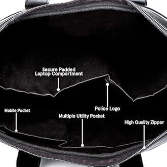 POLICE Iconic 15" Briefcase-Black Stylishly Laptop Briefcase Bags for Men Women Designed for Office and Casual Wear (PT2752490_4-1)