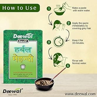 Deewal herbal mehndi for man & women, instant pure henna powder for hair colour, Powder of natural henna leaves (80g) (Black, 5)