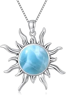 Sun Turquoise Pendant Necklace, 925 Sterling Silver Genuine Gemstones Western Jewelry Gift for Women
