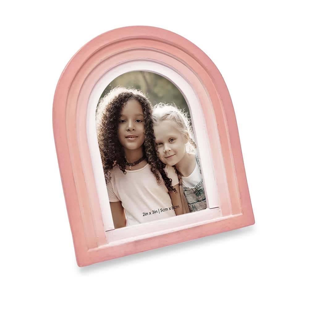 Isaac Jacobs 2x3 Vertical Pink Arc Resin Picture Frame with Gradient Design, Decorative Photo Frame, Tabletop & Wall Display, Hanging Display & Home Decor (2x3, Pink)