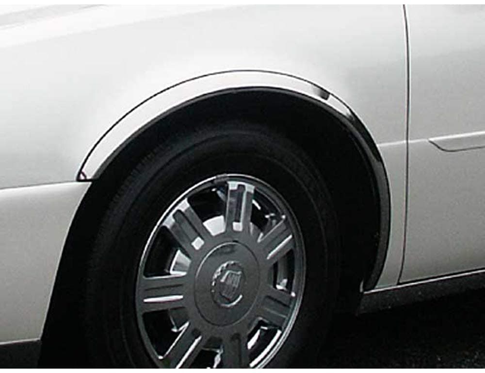 is Compatible with 2000-2005 Cadillac DeVille, 2006-2011 Cadillac DTS 4 Piece Molded Stainless Steel Wheel Well Fender Trim Molding, 1.25" Width WZ40245