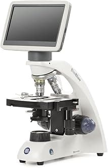 BioBlue Compound Microscope 7in LCD Screen and SMP 4/10/S40 Objectives with Mechanical Stage and 1W LED Cordless Illumination Globe Scientific | Euromex