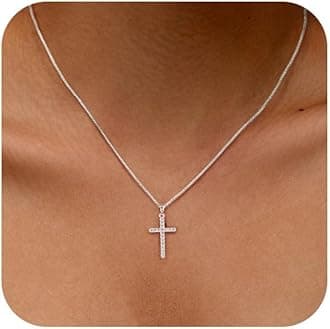 Cross Necklace for Women, Small 14K Gold Plated Cross Pendant Necklace Dainty Gold Cross Necklace Cute Cross Choker Necklace Simple Gold Charm Necklace for Women Trendy Jewelry Gifts