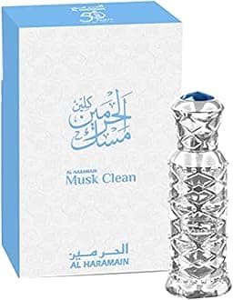 Musk Clean 12ml Perfume Oil Attar | Unisex Floral Woody Musk Concentrated Fragrance with Lavender, Amber, Sandalwood & Vanilla | Long Lasting Non-Alcoholic Arabian Perfume Oil