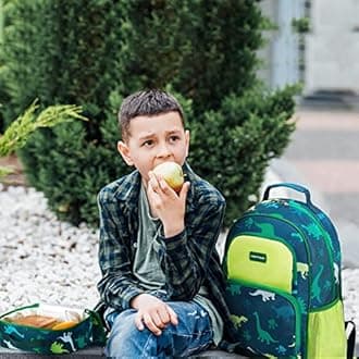 mommore Kids Backpack for Boys Girls Preschool Kindergarten Backpacks Lightweight Elementary School Bookbag with Lunch Box Set, Dinosaur, Large, 3 Pcs