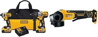 DEWALT 20V MAX Hammer Drill, Impact Driver and Angle Grinder Tool Kit (DCK299M2+DCG413B)