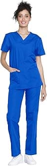 Unisex Scrub Set for Men & Women V-Neck Top & Drawstring Pant Medical Uniform 3 Pockets, Durable Easy Care - WW530C
