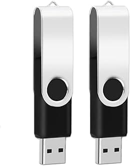 2 Pack of 64GB USB2.0 Flash Drives, Thumb Drives Fold USB Drives Memory Stick, Swivel & Metal Design (Black)