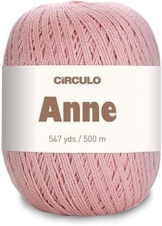 Circulo Anne Yarn, 100% Mercerized Brazilian Virgin Cotton - Cotton Yarn for Crocheting and Knitting - Soft Yarn, Pink Yarn Art - Weight Yarn, 547 yds, 5.19 oz - Color 3227 - Antique Pink