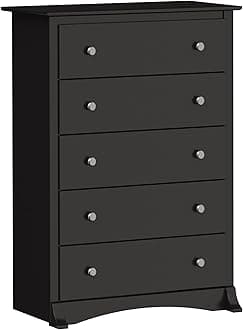 Prepac Sonoma Superior 5-Drawer Chest for Bedroom - Spacious and Stylish Chest of Drawers, Measuring 17.75"D x 31.5"W x 44.75"H, In Black Finish