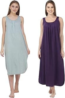 BLAZON Women's Cotton Hosiery Solid Maxi Nighty Slip (Pack of 2) Available Sizes: S, M, L, XL, 2XL, 3XL, 4XL, 5XL