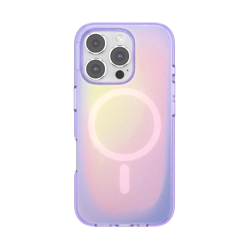 PopSockets iPhone 16 Pro Phone Case with MagSafe, Wireless Charging Compatible, Purple - Aura