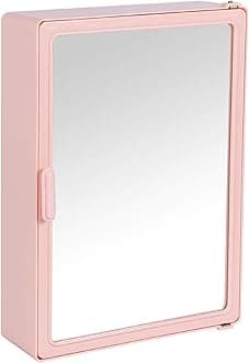 zahab Single Door Bathroom Cabinet with Mirror- 25 x 9.5 x 35 cm Pink, Glossy Finish, Plastic