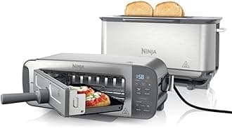 Ninja Foodi 3-in-1 Toaster, Grill and Panini Press with Flip Design, 7 Cooking Functions, 7 Toast Shades, Includes Panini Press, Bake Tray and Crumb Tray, Stainless Steel, ST202UK