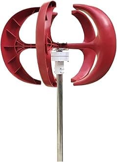 3000W 5000W 5KW Wind Turbine Windmill Generator Vertical 12V/24V/48V Low Noise Speed Start with Hybrid Controller Low Starting Speed for Home(Red,24V_3KW)
