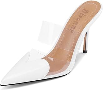 Women's Heart Heeled Mules Pointed Toe Mule Pumps High Heel Mules Slip On Clear Heeled Sandals