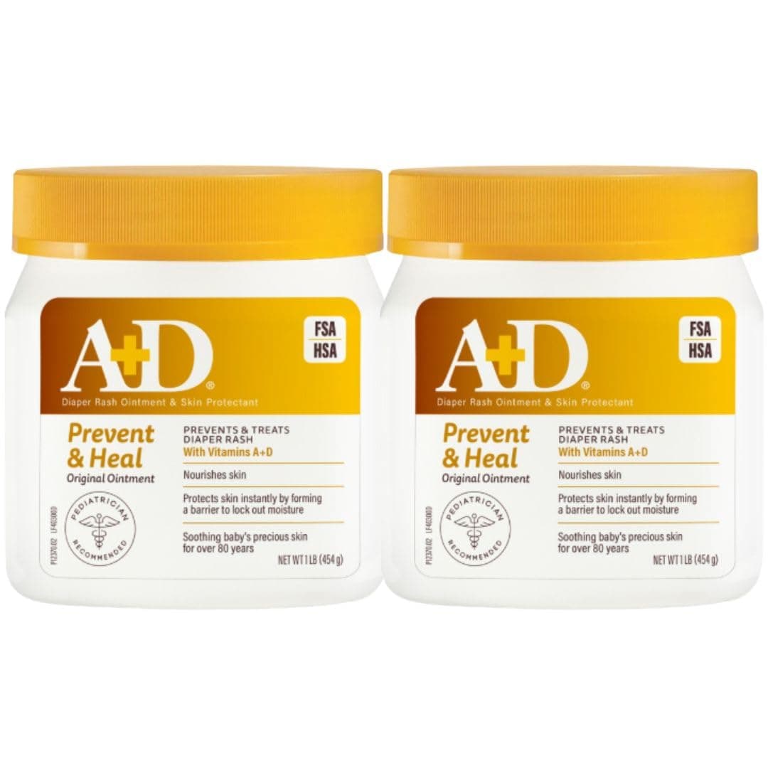 A+D Original Diaper Rash Ointment, 1 Pound Jar Pack of 2