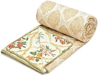 COZY FURNISH Super Soft Brushed Microfiber Cotton 3 Layer Breathable Double Dohar Lightweight Bed Dohar 84X96 Inches 213X243(CM) Flannel Dohar Throws for Bed| TC - 144, Multicolor