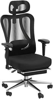 Hbada Ergonomic Office Chair, 2D Adjustable armrests and headrest, Large Reclining Angle Adjustment, Swivel Lift Lumbar Support, with Soft footres，Black