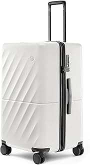 NINETYGO 22 Inch Luggage with Spinner Wheels, 40/60 Checked Trunk Luggage for Short Trips, 68L Ideal for Packing Wide Brim Hats, TSA Lock, 24.4 X 14.8 X 13.8 (Pearl White, Hudson)