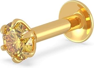22KT | Pure Yellow Gold Precious Stone Nose Pin For Women