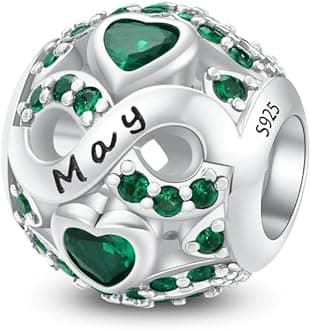 Birthstone Charms for Bracelet 925 Sterling Silver Bead Charm Happy Birthday Charm Jewelry Gift for Women