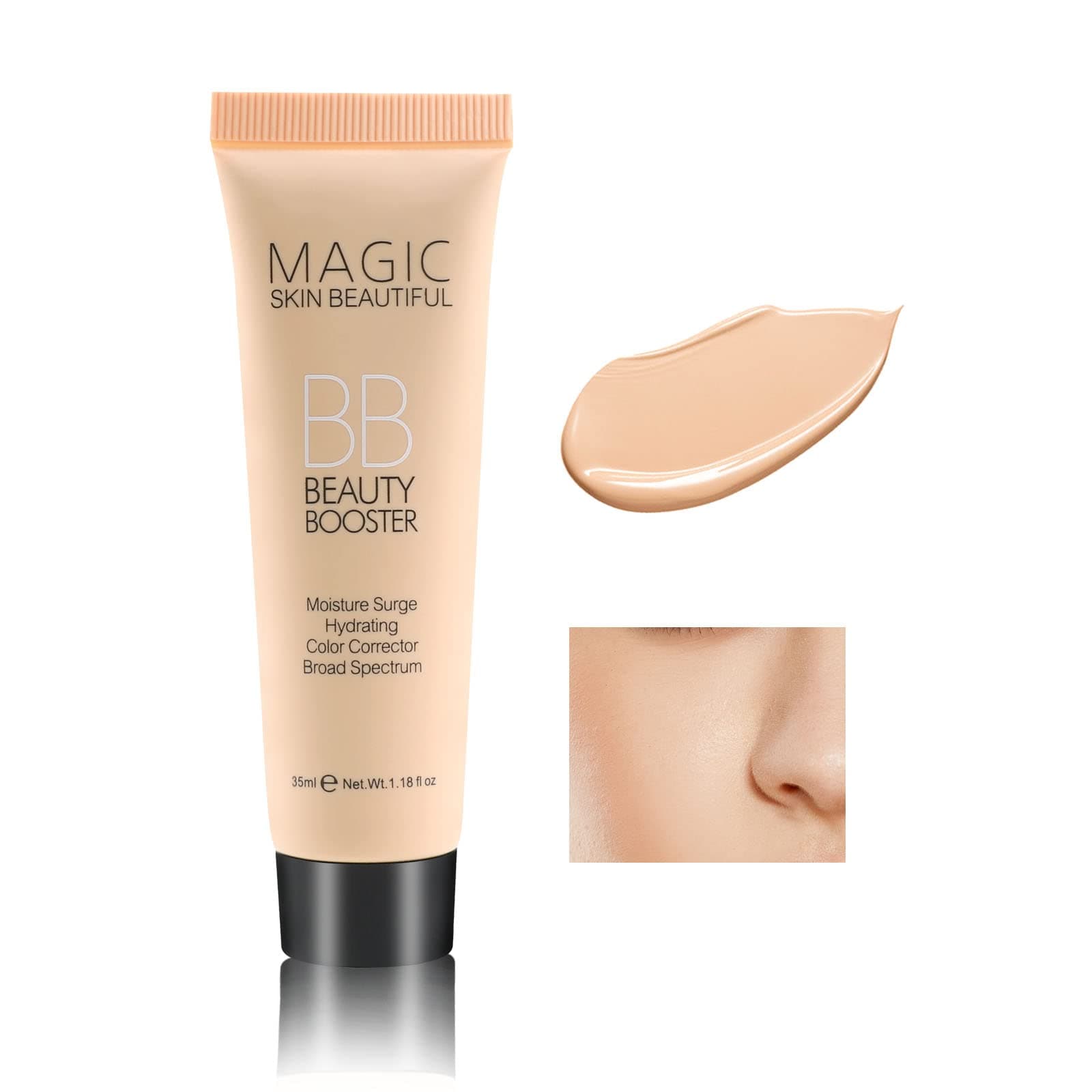 Hydrating BB Cream - Full-Coverage Foundation & Concealer, Color Correcting Tinted Moisturizer for All Skin Types - Evens Skin Tone