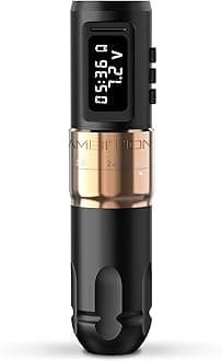 MARS-U Wireless Tattoo Machine with Adjustable Stroke - Rotary Cartridge Tattoo Machine Pen with 1800mAh Power Coreless Motor Digital LED Display for Professional Tattoo Artist Gold