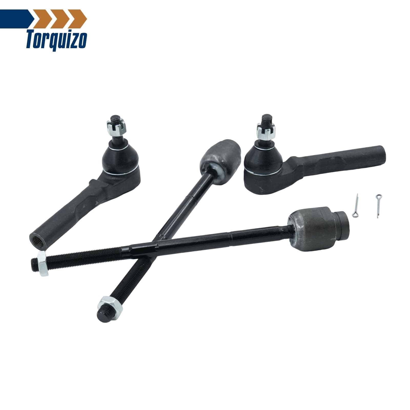 Front Inner & Outer Tie Rod End Complete Kit Set of 4 for Chevrolet Malibu 2004-2012, Saturn Aura 2007-2009, Pontiac G6 2005-2010