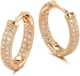 18k Rose Gold Plated Latest Fancy Stylish Copper Zircon Bali Earrings for Women and Girls