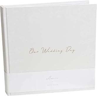 Amore By Juliana - 'Our Wedding Day' Grey Floral Photo Album - 5" x 7" / 50 pages - Keepsake Marriage Gift & Present