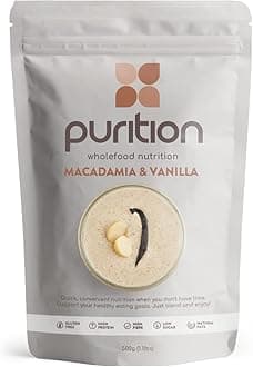 Purition Macadamia & Vanilla - Natural, Gluten Free, High Protein, Low Sugar, Keto, Vegetarian, Meal Replacement Shake for Healthy Weight Management, 500g, 12 Servings