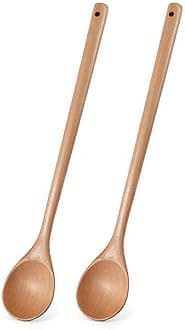 Wood Cooking spoon, 2PCS 13 inches Long Handle Spoons for Mixing,Tasting Stirring food, Large Wooden Cooking Utensils for Cooking and Crafts