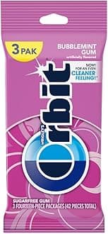 Gum Bubblemint, Individually Wrapped Chewing Gum Sugar Free, 3 Packs of 14 Pieces (42 Total Pieces)