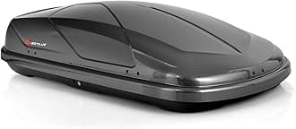 Goplus Rooftop Cargo Carrier Hard Shell, 14 Cubic Feet Waterproof Car Roof Cargo Carrier w/Dual Side Opening, Security Key, 165LBS Capacity, for 17” to 22.8” Wide Crossbar Rack, Vehicle Cargo Box