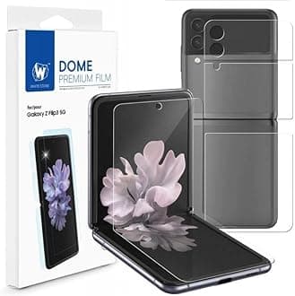 DOME GLASS WHITESTONE Premium Film [1SET 4PCS] for Samsung Galaxy Z Flip 3 Premium Film Screen Protector Anti-Shock,HD Clear,Self Healing EPU Film for Galaxy Z Flip 3