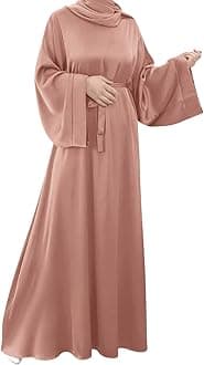 IBTOM CASTLE Women Muslim Abaya Dress Dubai Burka Modest Islamic Robe Thobe Long Sleeve Maxi One Piece Prayer DressKaftan Arab Jilbab Arabic Full Length Dress