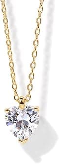 14K Gold Plated 925 Sterling Silver CZ Diamond Pendant Necklace for Women | Adjustable Slider