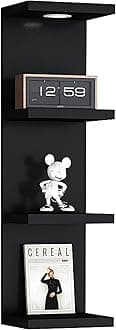 Versatile 4 Tier Black Wall Shelf with Remote Control LED Light