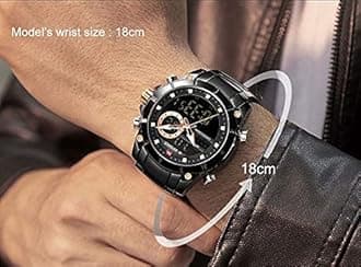 NAVIFORCE Mens Luxury Stainless Steel Analog Digital Watch Waterproof Sports Quartz Multifunctional Wristwatch With Stopwatch Alarm Led Backlight,Bk