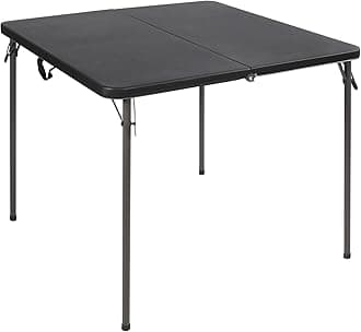 REDCAMP 34" Square Folding Card Table with Resin Top, Portable Fold in Half Small Card Tables with Collapsible Legs for Adults Indoor Outdoor Use, Black