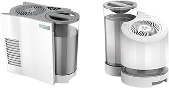 EVDC300 Energy Smart Evaporative Humidifier with Automatic Shut-off, 1 Gallon Capacity, LED Display & EV100 Evaporative Whole Room Humidifier with SimpleTank, 1 Gallon Capacity, White