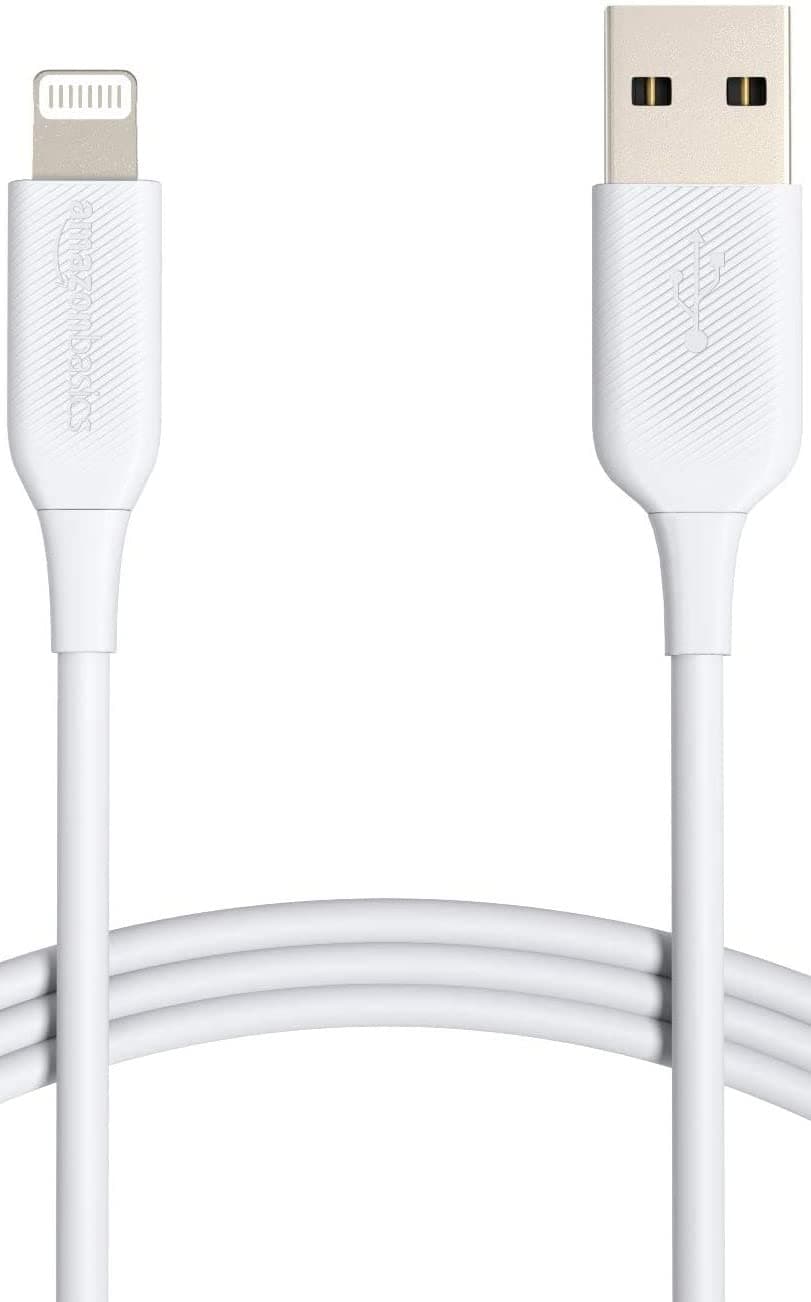 - Amazon Basics USB-A to Lightning ABS Charger Cable, Apple MFi Certified for iPhone 14 13 12 11 X Xs Pro, Pro Max, Plus, iPad, High Speed Transfer, Sturdy, 6 Foot, White