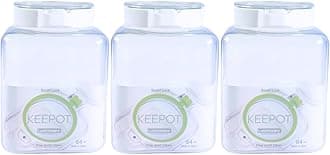 Lustroware 3 Pack, Airtight Dry Food Storage Container Set, Crystal Clear Body, BPA Free Kitchen Pantry Organization Canisters, Dishwasher Safe, Made in Japan (64 oz)