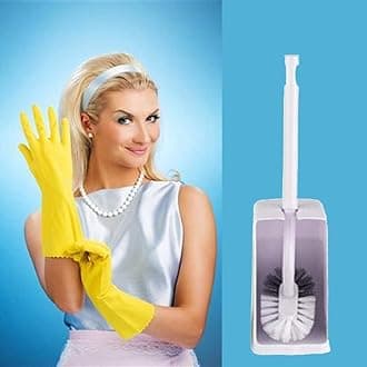 Marbrasse Bathroom Toilet Bowl Brush and Holder, Curved Design Toilet Brush for Deep Cleaning Under Rim, Best Toilet Brush Set, Easy Handy CompactToilet BowlCleaner Brush for Bathroom, 1 Pack