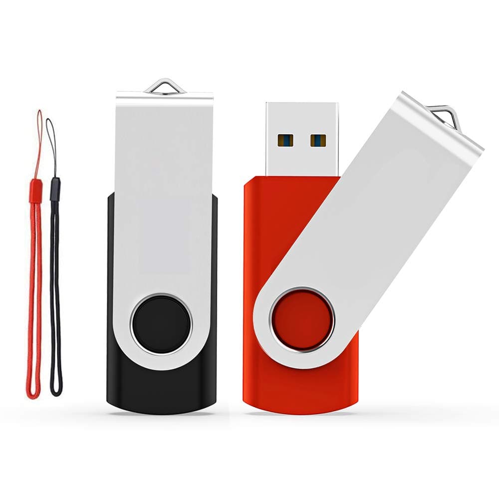 32GB USB 3.0 Flash Drive 2 Pack Thumb Drive High Speed 32gb Memory Stick Pendrive Fold Storage Keychain Jump Drive Zip Drive(Black&Red)