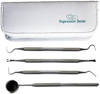 #1 Dentist Tools Kit – A Grade Stainless Steel Dental Hygiene Set, Tarter Remover, Dental Pick, Dental Scraper, Mouth Mirror and Free Protective Case